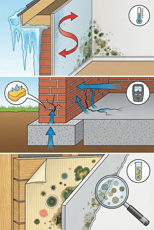 Schimmle Temperatur, Feuchte, Substrat